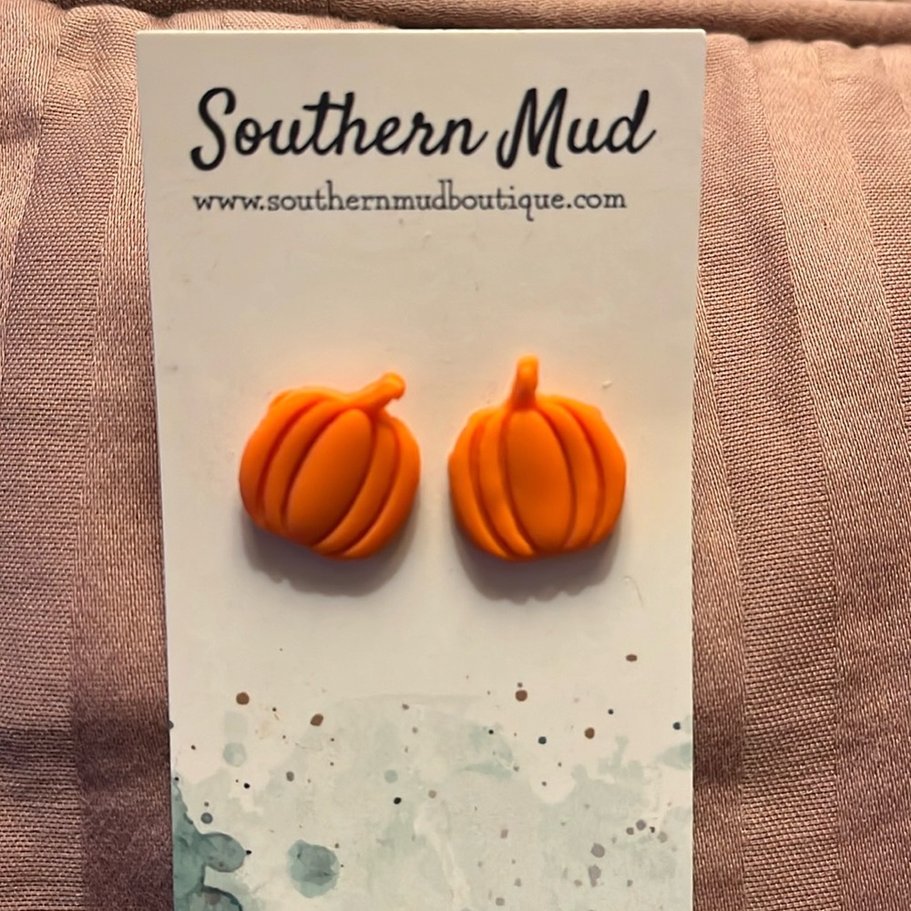 Southern mud, orange, pumpkin earrings